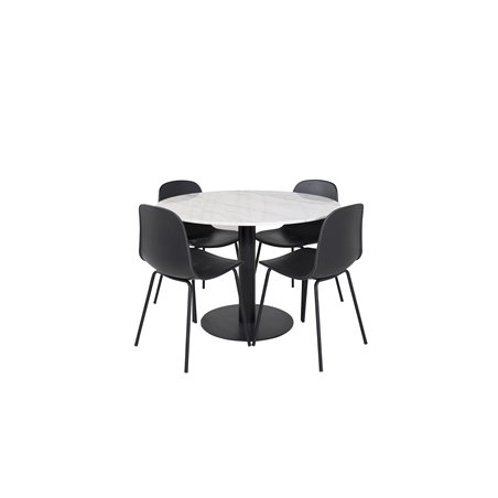 Estelle Rundt Spisebord ø106 H75 - Hvid / Sort, Arctic Dining Chair - Sorte Ben - Sort Pla stic_4