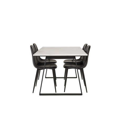 Estelle Dining Table 140*90 - White / Black, Polar Dining Chair - Black / Black_4