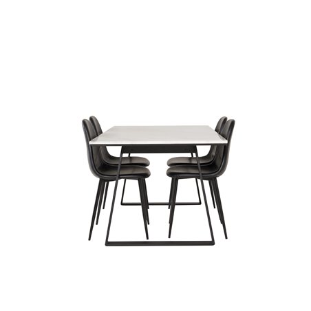 Estelle Dining Table 140*90 - White / Black, Polar Dining Chair - Black / Black_4