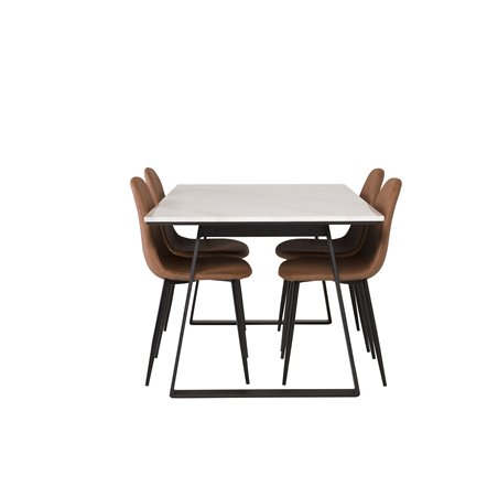 Estelle Dining Table 140*90 - White / Black, Polar Dining Chair - Brown / Black _4