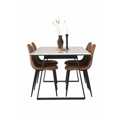 Estelle Dining Table 140*90 - White / Black, Polar Dining Chair - Brown / Black _4