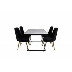 Estelle Dining Table 140*90 - White / Black, Velvet Deluxe Dining Chair - Black / Brass_4