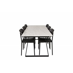 Estelle Dining Table 200*90*H76 - White / Black, Polly Dining Chair - Black / Black_6