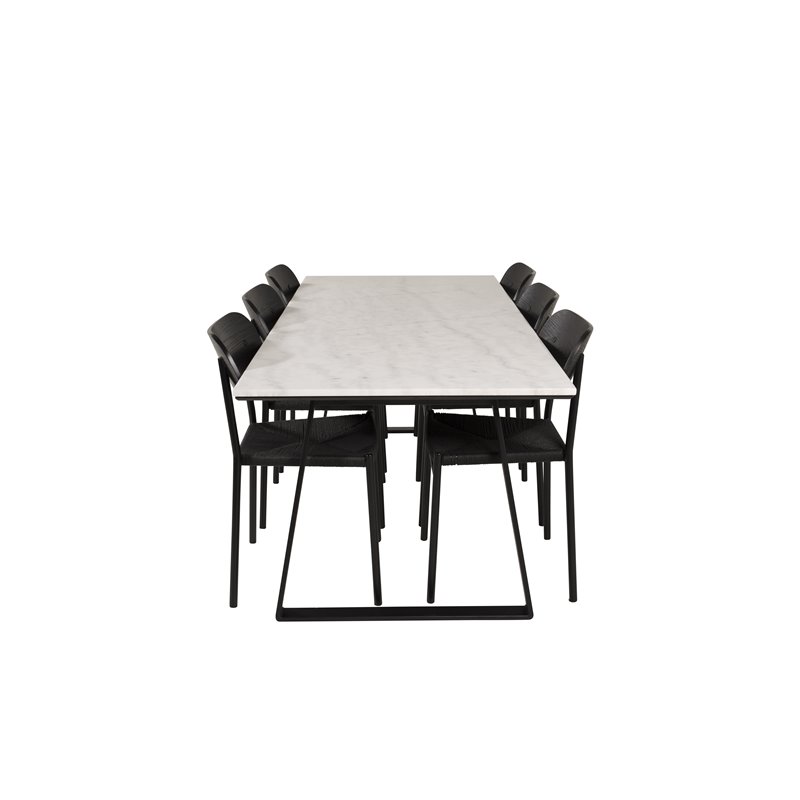 Estelle Dining Table 200*90*H76 - White / Black, Polly Dining Chair - Black / Black_6