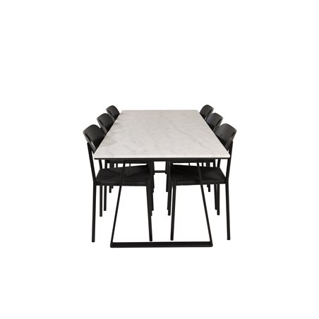 Estelle Dining Table 200*90*H76 - White / Black, Polly Dining Chair - Black / Black_6