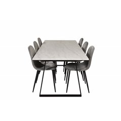 Estelle Dining Table 200*90*H76 - White / Black, Polar Dining Chair - Black legs / Light Grey Velvet (ersätter 19902-885)_6