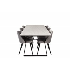 Estelle Dining Table 200*90*H76 - White / Black, Velvet Dining Chair - Light Grey / Black_6