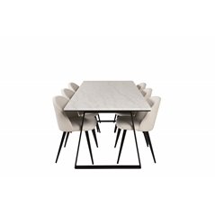 Estelle Dining Table 200*90*H76 - White / Black, Velvet Dining Chair Corduroy - Beige / Black_6