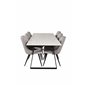 Estelle Dining Table 200*90*H76 - White / Black, Velvet Deluxe Dining Chair - Light Grey / Black_6