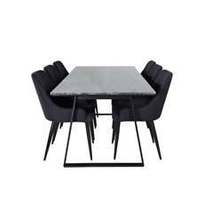 Estelle Dining Table 200*90*H76 - Black / Black, Plaza Dining Chair - Black Legs - Black Fabric_6