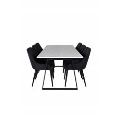 Estelle Dining Table 200*90*H76 - White / Black, Plaza Dining Chair - Black Legs - Black Fabric_6