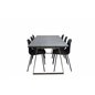 Estelle Dining Table 200*90*H76 - Grey / Brass, Arctic Dining Chair - Black Legs - Black Plastic_6