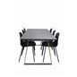 Estelle Dining Table 200*90*H76 - Grey / Brass, Arctic Dining Chair - Black Legs - Black Plastic_6