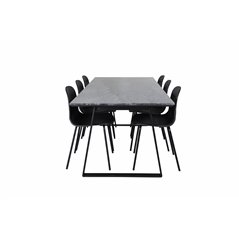 Estelle Dining Table 200*90*H76 - Black / Black, Arctic Dining Chair - Black Legs - Black Plastic_6