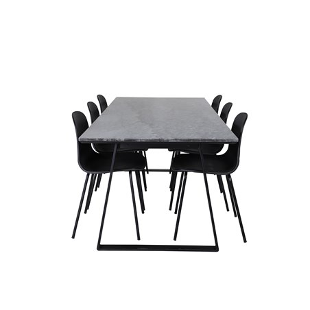 Estelle Dining Table 200*90*H76 - Black / Black, Arctic Dining Chair - Black Legs - Black Plastic_6