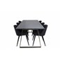 Estelle Dining Table 200*90*H76 - Grey / Brass, Velvet Dining Chiar  - Black legs- Black Fabric_6