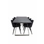 Estelle Dining Table 200*90*H76 - Grey / Brass, Velvet Dining Chiar  - Black legs- Black Fabric_6