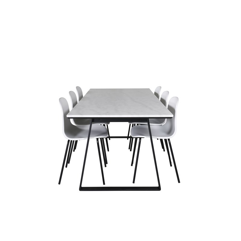 Estelle Spisebord 200 * 90 * H76 - Hvid / Sort, Arctic Dining Chair - Sorte Ben - Hvid Pla stic_6