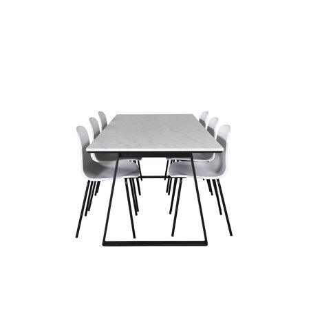 Estelle Dining Table 200*90*H76 - White / Black, Arctic Dining Chair - Black Legs - White Plastic_6
