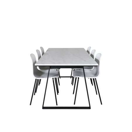 Estelle Spisebord 200 * 90 * H76 - Hvid / Sort, Arctic Dining Chair - Sorte Ben - Hvid Pla stic_6