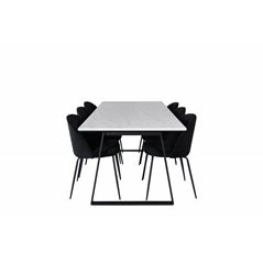 Estelle Dining Table 200*90*H76 - White / Black, Wrinkles Dining Chair - Black Legs - Black Velvet_6