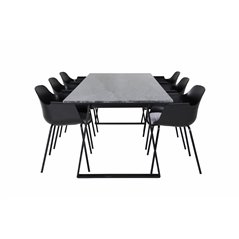 Estelle Dining Table 200*90*H76 - Black / Black, Comfort Plastic Dining Chair - Black Legs -Black Plastic_6