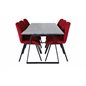 Estelle Dining Table 200*90*H76 - Black / Black, Gemma  Dining Chair - Black Legs - Red Fabric_6