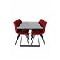 Estelle Dining Table 200*90*H76 - Black / Black, Gemma  Dining Chair - Black Legs - Red Fabric_6