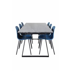 Estelle Dining Table 200*90*H76 - Black / Black, Arctic Dining Chair - Black Legs - Blue Plastic_6