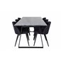 Estelle Dining Table 200*90*H76 - Black / Black, Velvet Dining Chiar  - Black legs- Black Fabric_6