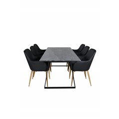 Estelle Dining Table 200*90*H76 - Black / Black, Comfort Dining Chair - Black / Black_6
