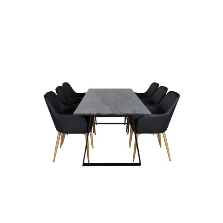 Estelle Dining Table 200*90*H76 - Black / Black, Comfort Dining Chair - Black / Black_6
