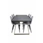 Estelle Dining Table 200*90*H76 - Grey / Brass, Polar Dining Chair - Black Legs - Light Grey Fabric_6