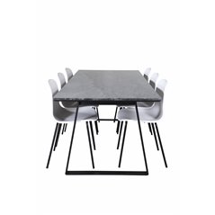 Estelle Dining Table 200*90*H76 - Black / Black, Arctic Dining Chair - Black Legs - White Plastic_6