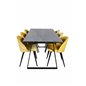 Estelle Dining Table 200*90*H76 - Black / Black, Velvet Dining Chair - Yellow / Black_6