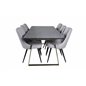 Estelle Dining Table 200*90*H76 - Grey / Brass, Velvet Deluxe Dining Chair - Black Legs - Light Grey Fabric_6