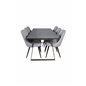 Estelle Dining Table 200*90*H76 - Grey / Brass, Velvet Deluxe Dining Chair - Black Legs - Light Grey Fabric_6