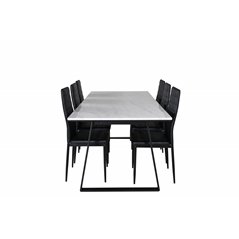 Estelle Dining Table 200*90*H76 - White / Black, Slim High Back Dining Chair - Black Legs - Black PU_6