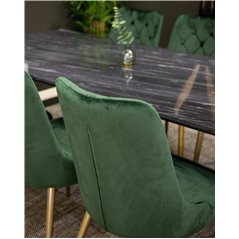 Estelle Spisebord 200 * 90 * H76 - Sort / Sort, Velvet Deluxe spisebordsstol - Grøn / Messing_6
