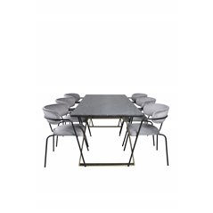Estelle Dining Table 200*90*H76 - Grey / Brass, Arrow armchair - Black Legs - Grey Velvet_6
