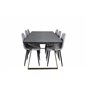 Estelle Dining Table 200*90*H76 - Grey / Brass, Polar Diamond Dining Chair - Black Legs - Grey Fabric_6