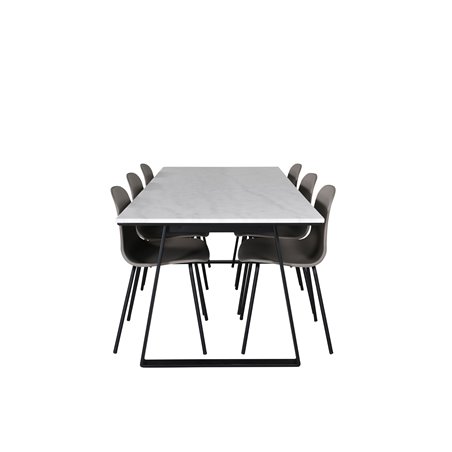 Estelle Dining Table 200*90*H76 - White / Black, Arctic Dining Chair - Black Legs - Khaki Plastic_6