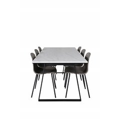 Estelle Dining Table 200*90*H76 - White / Black, Arctic Dining Chair - Black Legs - Khaki Plastic_6