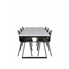 Estelle Spisebord 200 * 90 * H76 - Hvid / Sort, Arctic Dining Chair - Sorte Ben - Khaki Pla stic_6