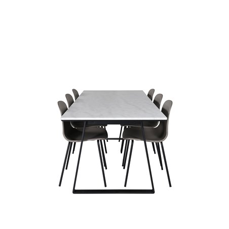 Estelle Dining Table 200*90*H76 - White / Black, Arctic Dining Chair - Black Legs - Khaki Plastic_6