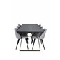 Estelle Dining Table 200*90*H76 - Grey / Brass, Velvet Dining Chiar - Black legs - Light GreyFabric_6