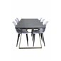 Estelle Dining Table 200*90*H76 - Grey / Brass, Polar Plastic Dining Chair - Black Legs / White Plastic_6