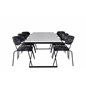 Estelle Dining Table 200*90*H76 - White / Black, Arrow armchair - Black Legs - Black Flower printed Fabric_6