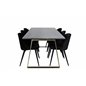 Estelle Dining Table 200*90*H76 - Grey / Brass, Velvet Dining Chair - Black / Black_6