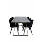 Estelle Dining Table 200*90*H76 - Grey / Brass, Velvet Dining Chair - Black / Black_6